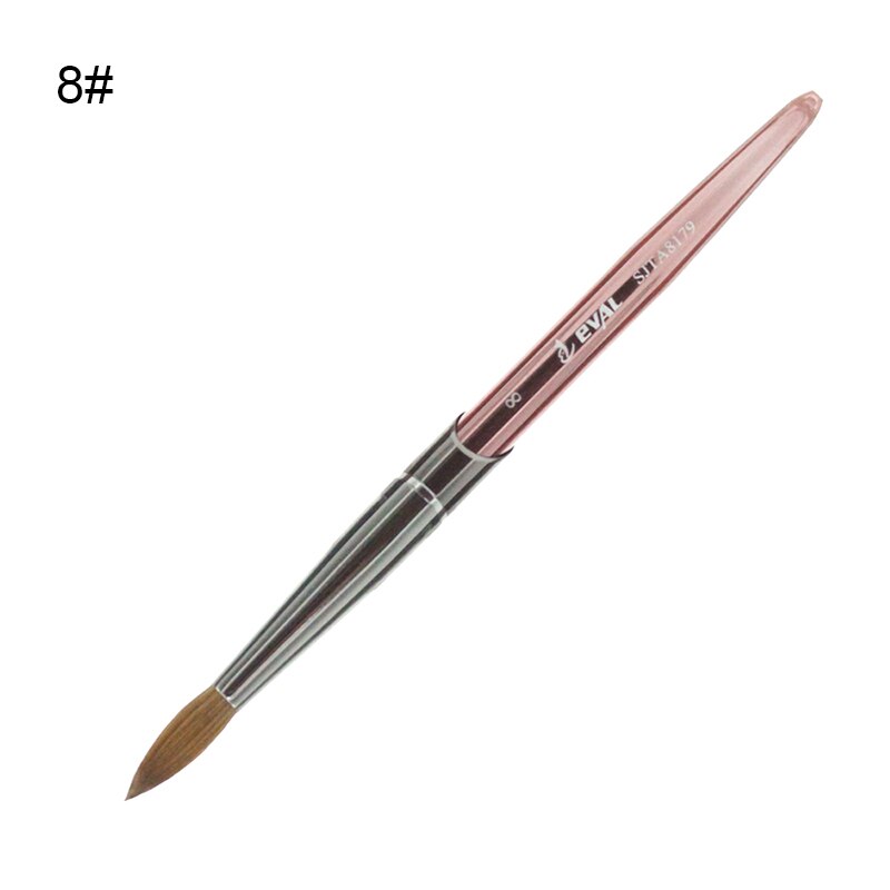 Eval Nail Brush Kolinsky Sable Nail Paint Brush UV Gel Acrylic Nail Art Brush Set Nail Beauty Tools: Rosegold size 8