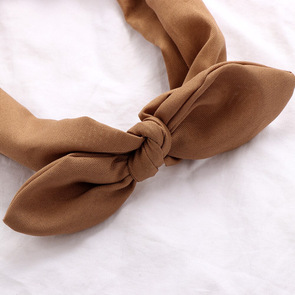 Buet pandebånd til kvinder elastisk ensfarvet turban hovedbind vintage kanin ører hårbånd damer knudet hoved wrap