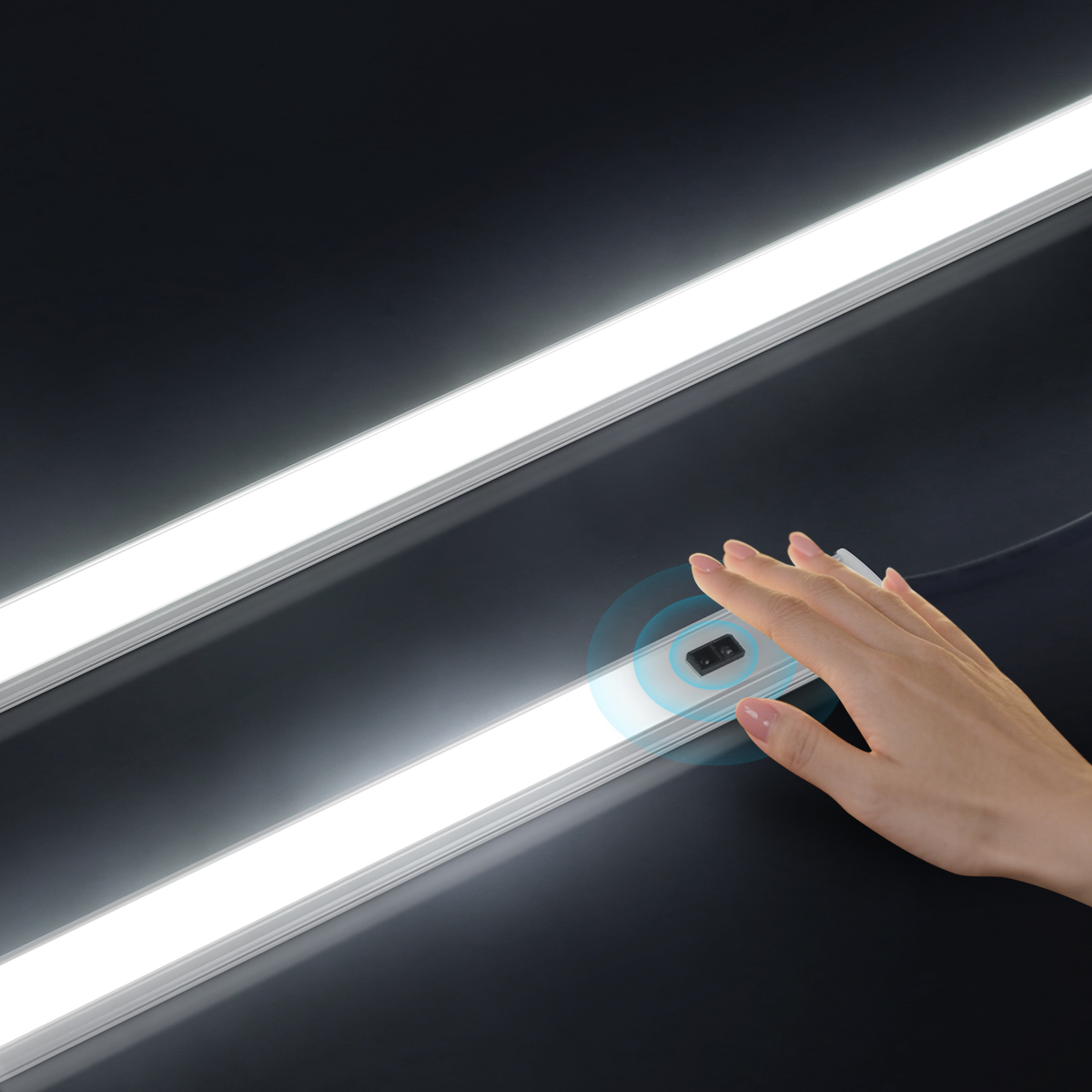 Led-ljusramp i aluminium för köksskåp, beröringsfri rörelsesensorlampa för skåpbänkskiva