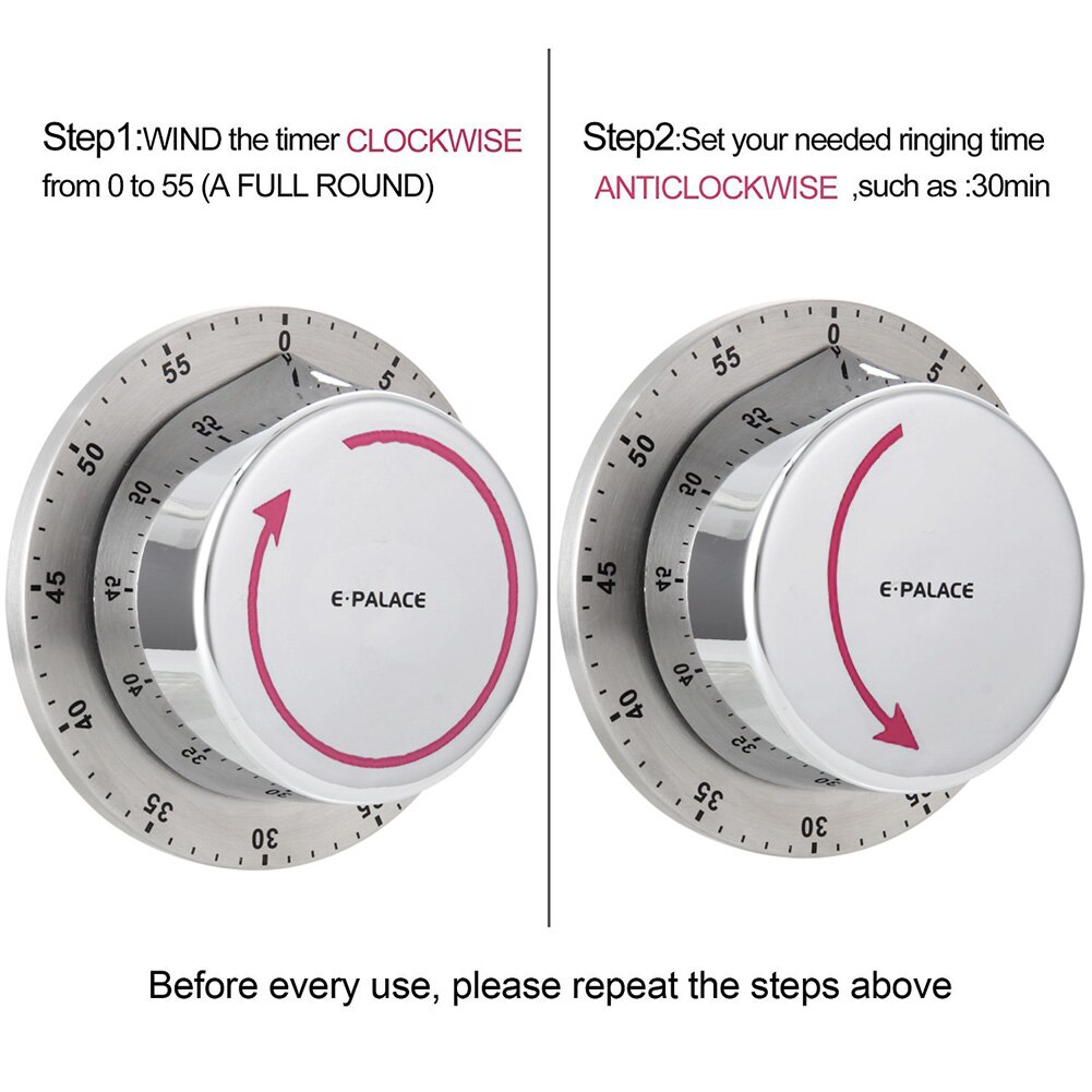 Kitchen Cooking Timer With Magnet Manual Loud Alarm Sound Home Baking Washing Mechanical 60 Minutes Countdown Timers NIN668