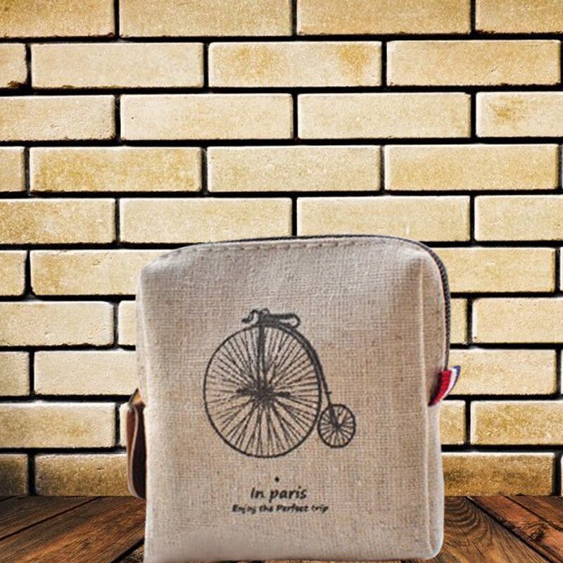 Schattige Verse Kinderen Dames Portemonnee Coin Bag Retro Mini Kinderen Rits Zak Nostalgische Geheugen Canvas portemonnee: bicycle