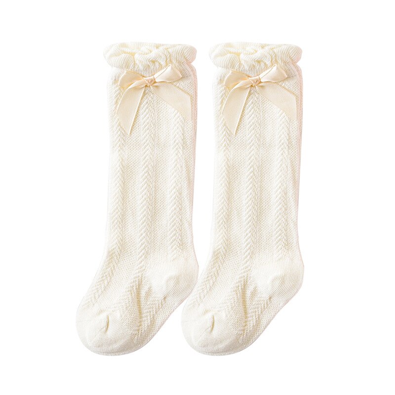 10 paia arco bambini scarpe lunghe calzini bambini ragazze ginocchio alto balletto Dancewear roba per bambini all&#39;ingrosso: Beige / S 0-12M