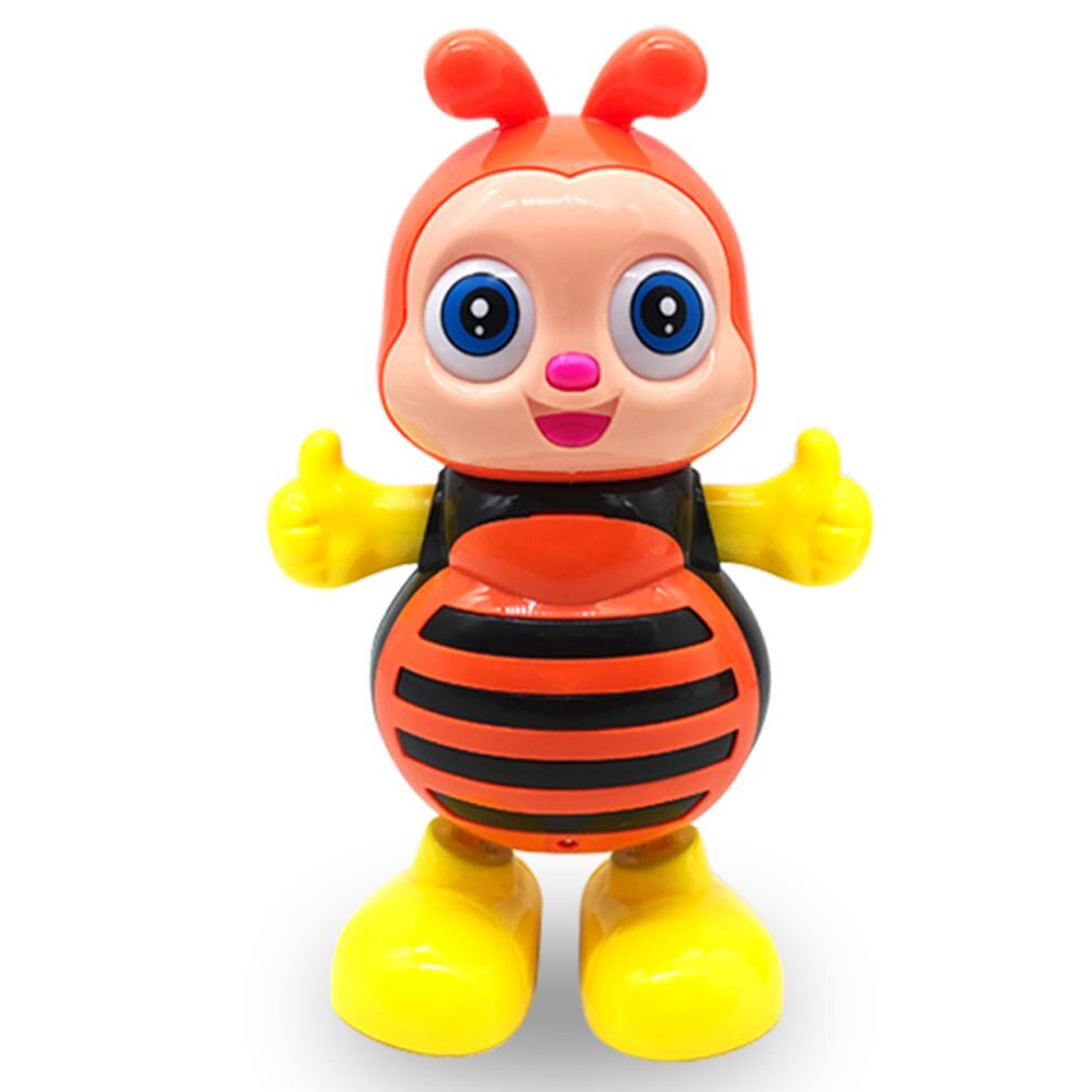 Electric Musical Dancing Bee Cartoon Robot LED Flashing Light Sing Dance Intelligent Interactive Electronic Pets Music Toy: Orange