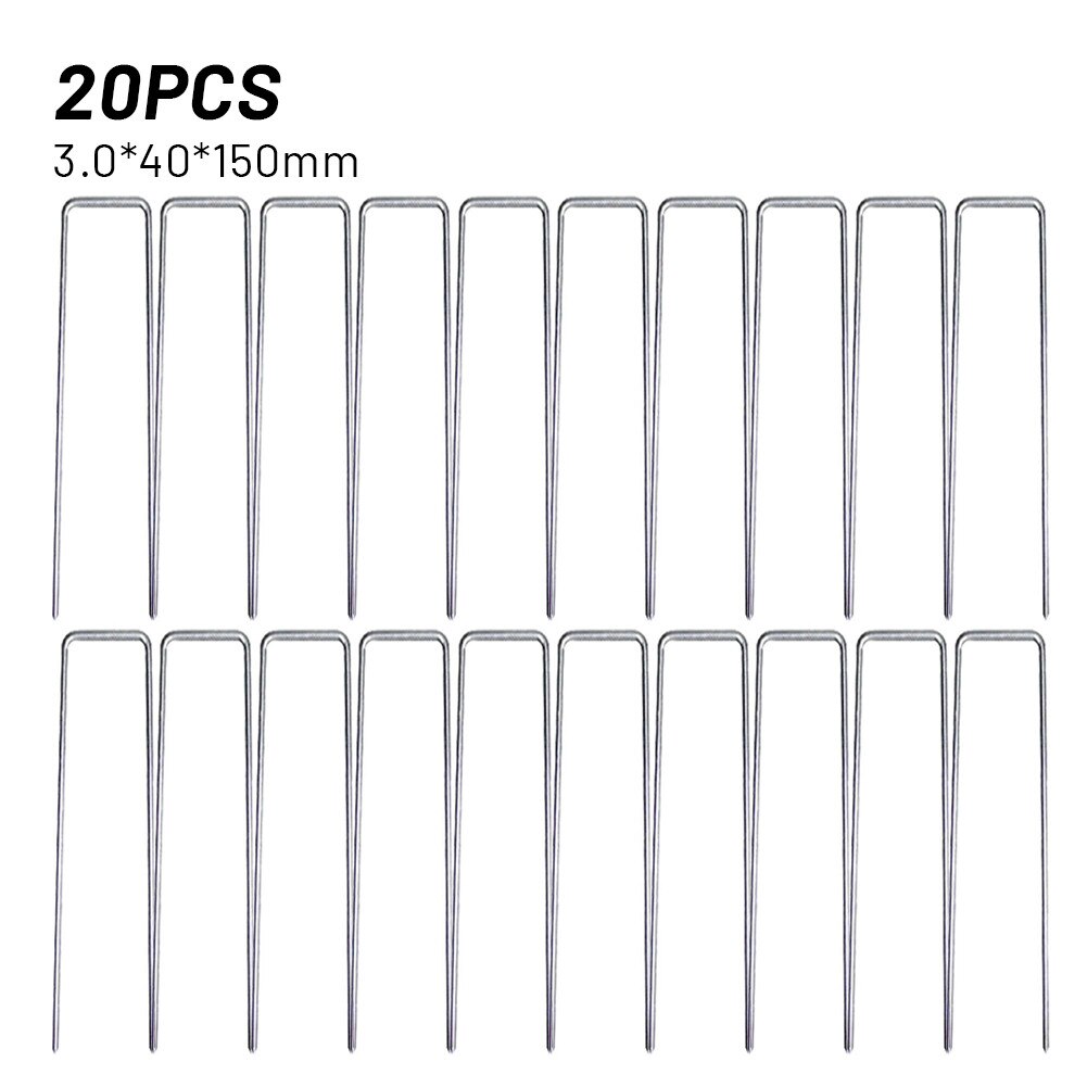 20/50pcs Galvanised Metal Ground U Tent Pegs Gazebo Camping Tarpaulin Hooks Tarpaulin Fixing Lawn U-Shape Pegs For Garden Nettin