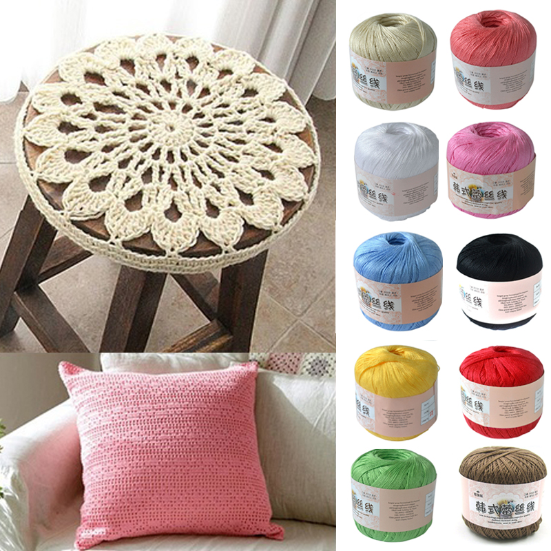 50g/ball Crochet Cotton Yarn 2 ply Middle Thin 0.8mm Lace Cotton Yarn Hand-knitting Yarn Machine Knitting Crochet Threads