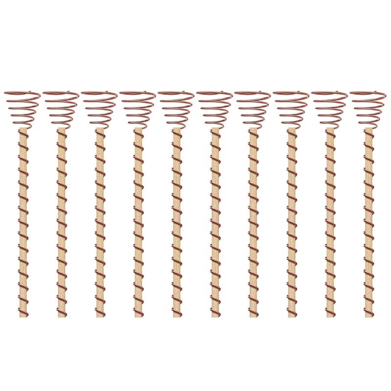 Piquets plantes jardin d'électroculture, fil cuivre pour Support d'antenne jardin, piquet bois plante 6/8/10: Marron