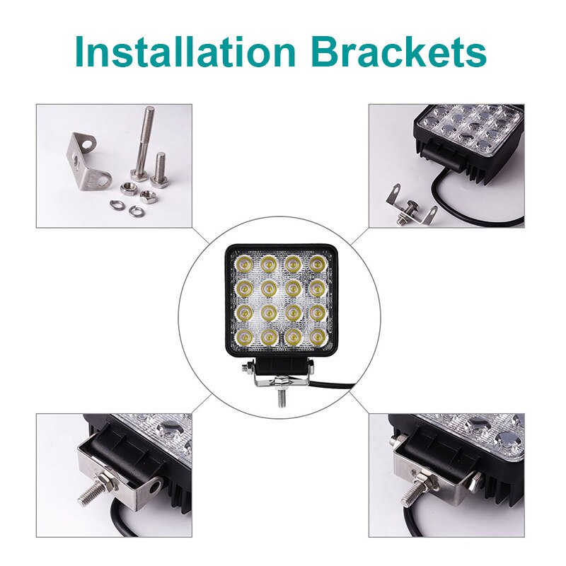 Foco LED DS 4x4/foco reflector 9-30V coche 48W 6000LM 64W 8000LM Barra de luz Led todoterreno vehículo SUV coche 12V 24V 6000K