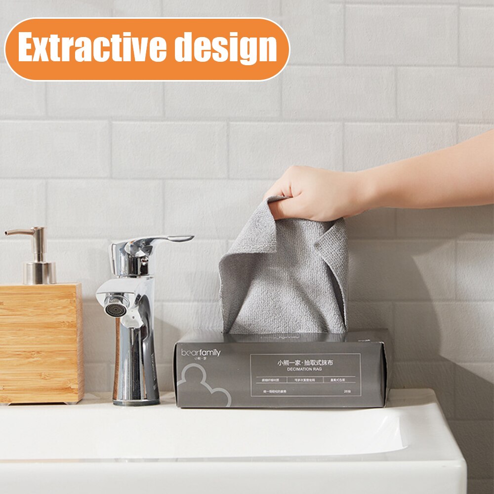 Tipo extractor, 1 caja de 20 trapos desechables de microfibra para cocina, absorbente de aceite, para perezosos, paño de limpieza, toalla, estropajo