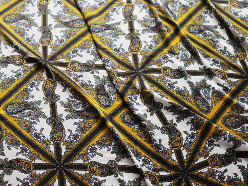 100cm*148cm Polyester Patchwork Dress Scarf Material Ethnic Paisley Fabric Crepe Satin Charmeuse