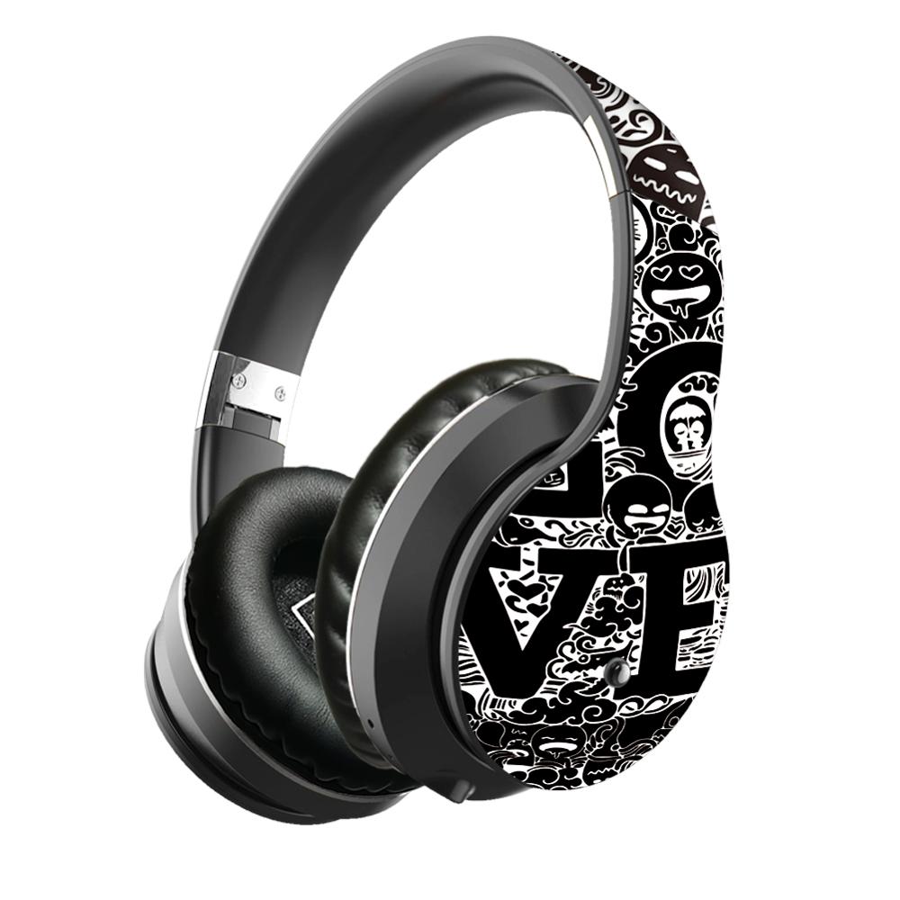 NDJU Wireless Graffiti Headphones - Bluetooth 5.0 - 40mm Drivers - HiFi Stereo Sound with Mic - TF Card FM Radio
