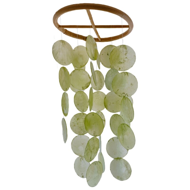 Carillón de viento de concha de estilo nórdico para decoración de la habitación del hogar, campanilla colgante de pared, juguetes para niños, sonajero móvil en la cuna, creativos: Verde