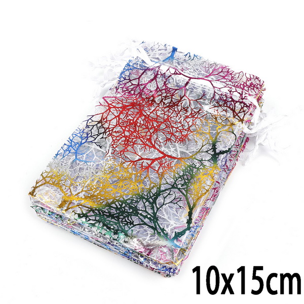 10pcs Organza Bags 7x9/9x12/10x15/13x18cm Wedding Party Holder Packaging Necklace Bracelets Jewelry Christmas Pouch: 03WH  10x15cm