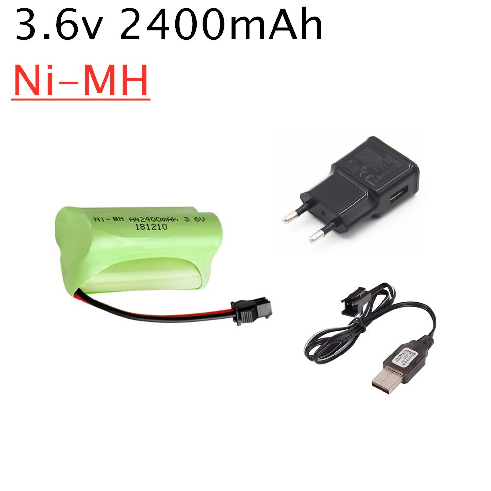 2400mAh 3,6 v Akku + USB Ladegerät Set Für Rc spielzeug Auto Tank Zug Robot Boot Gun Ni-Mh AA 3,6 v Akku: WHITE