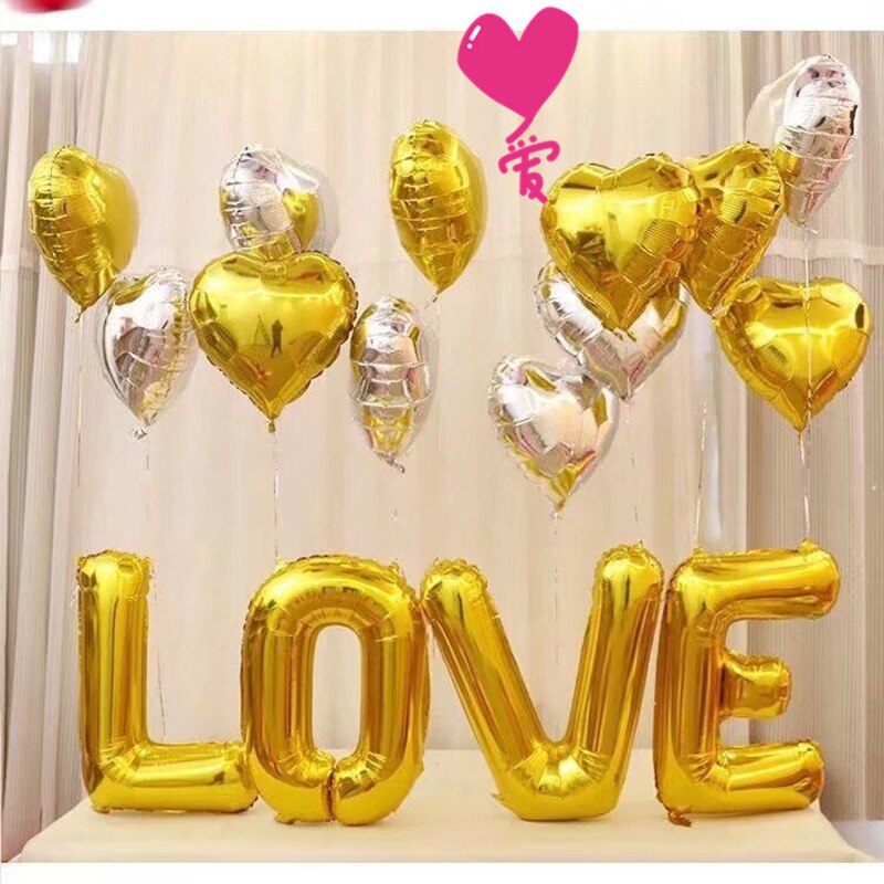 32 inch Slim Liefde Zilver/Goud Brief Ballon Aluminiumfolie Helium Verjaardag Bruiloft Decoratie Viering Supplies