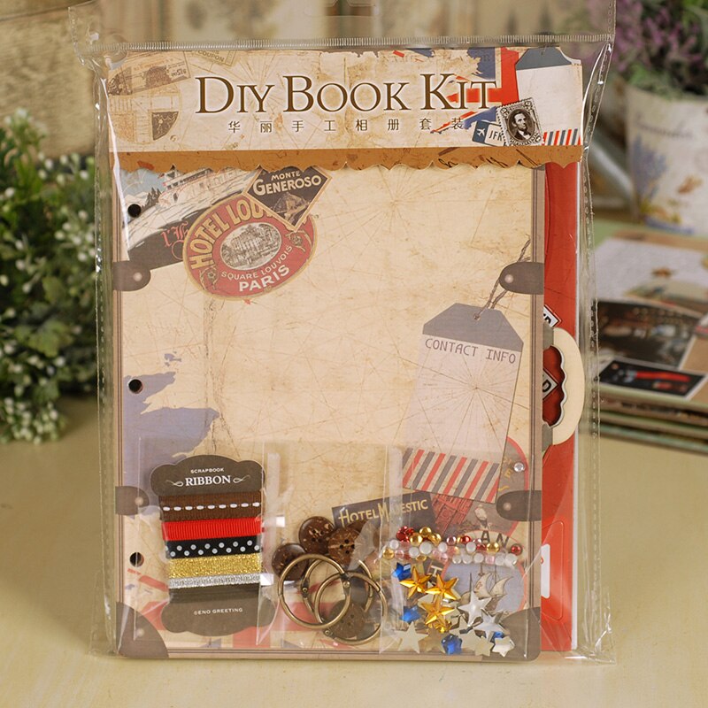 Vintage Travel Scrapbook Album Kit Retro Flower Scrapbooking Photo Album Set