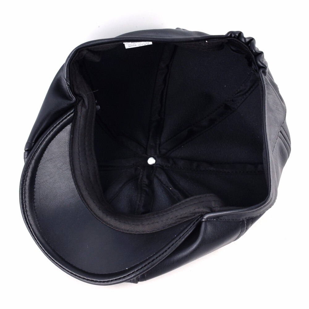 Boinas de cuero sintético para hombre y mujer, gorros octogonales de piel sintética con visera, informales, planos, Unisex, para invierno y otoño