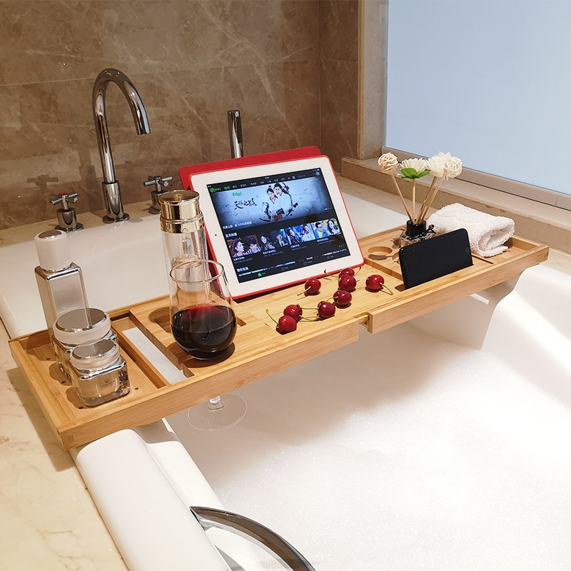 Support de bain baignoire support vent téléphone portable et tablette support ordinateur baignoire colis étagère plateau support de rangement support de bain rétractable