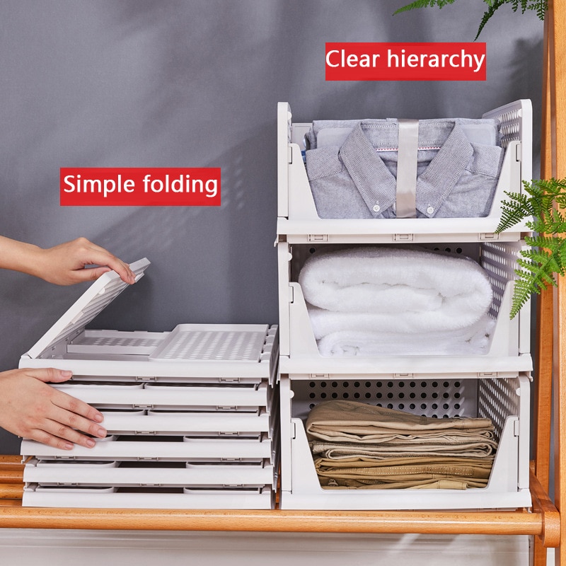 Detachable Clothes Organizer Wardrobe Partition Board Rack Drawer Clothes Storage Box Bedroom Multi-Layer Stackable Storage Rack