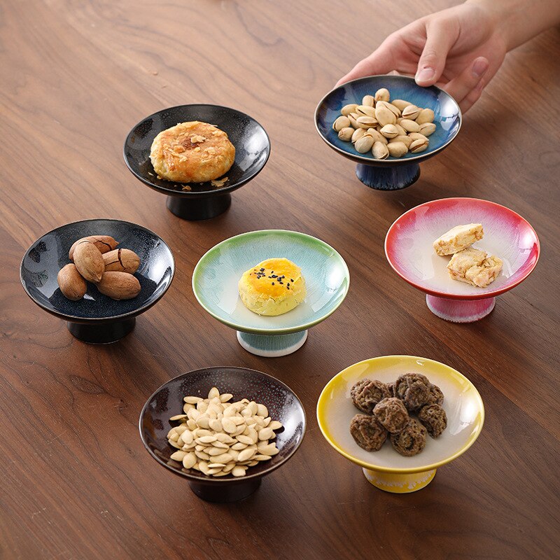 Small tall tea tray, nut cake dessert tray, display, hotel snack dish, dessert dish