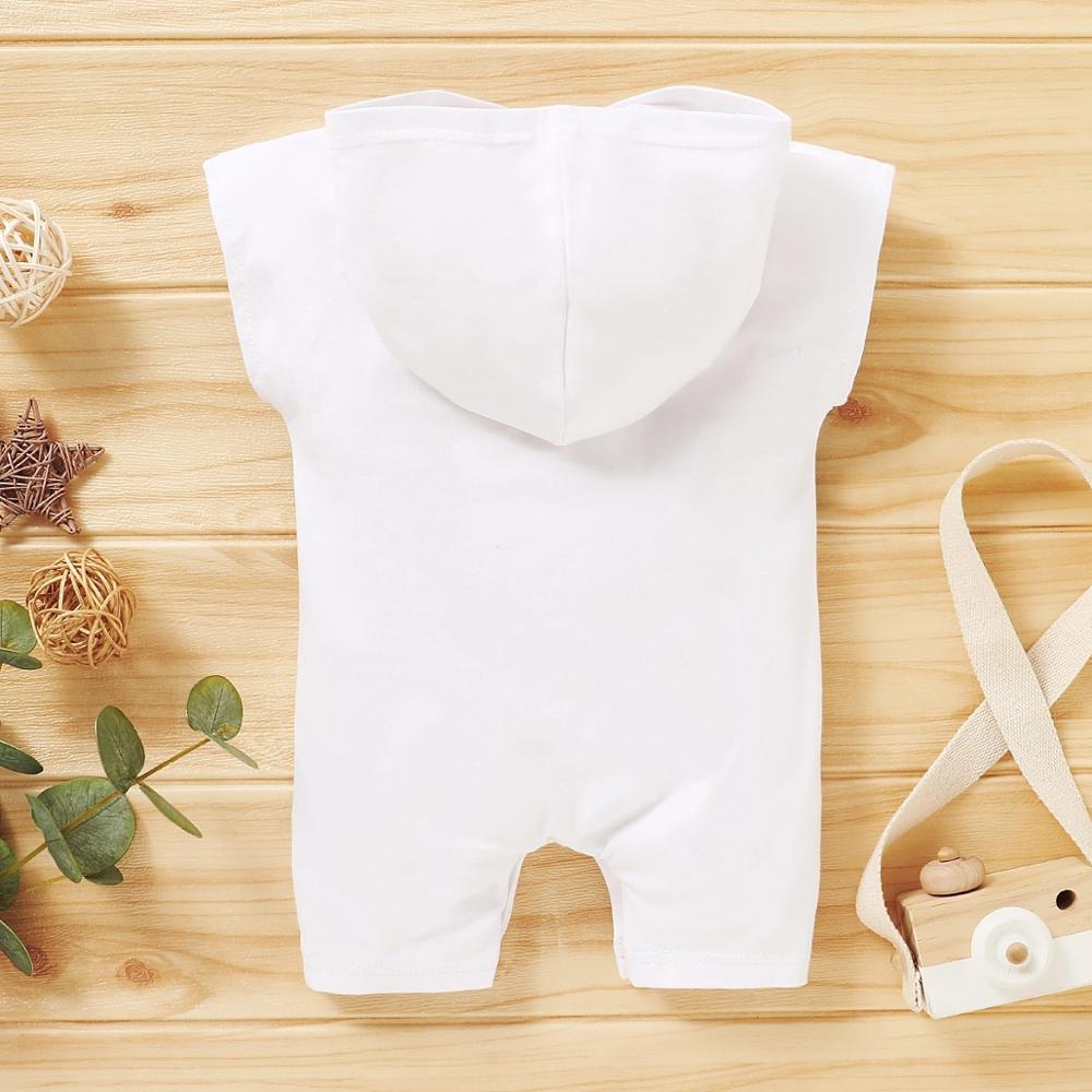 Patpat Zomer Baby Stijlvolle Brief Afdrukken Hooded Jumpsuits Voor Baby Jongen Een Stukken Jumpsuits Kleding