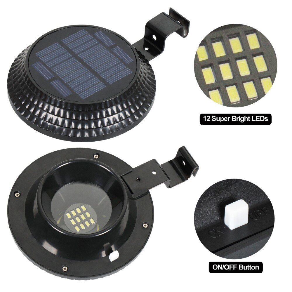 4 PCS 12 LED Light Sensor Solar Lamps Solar Power Gutter Light Garden Solar Outdoor Lighting Fence Security Wall Yard Lights