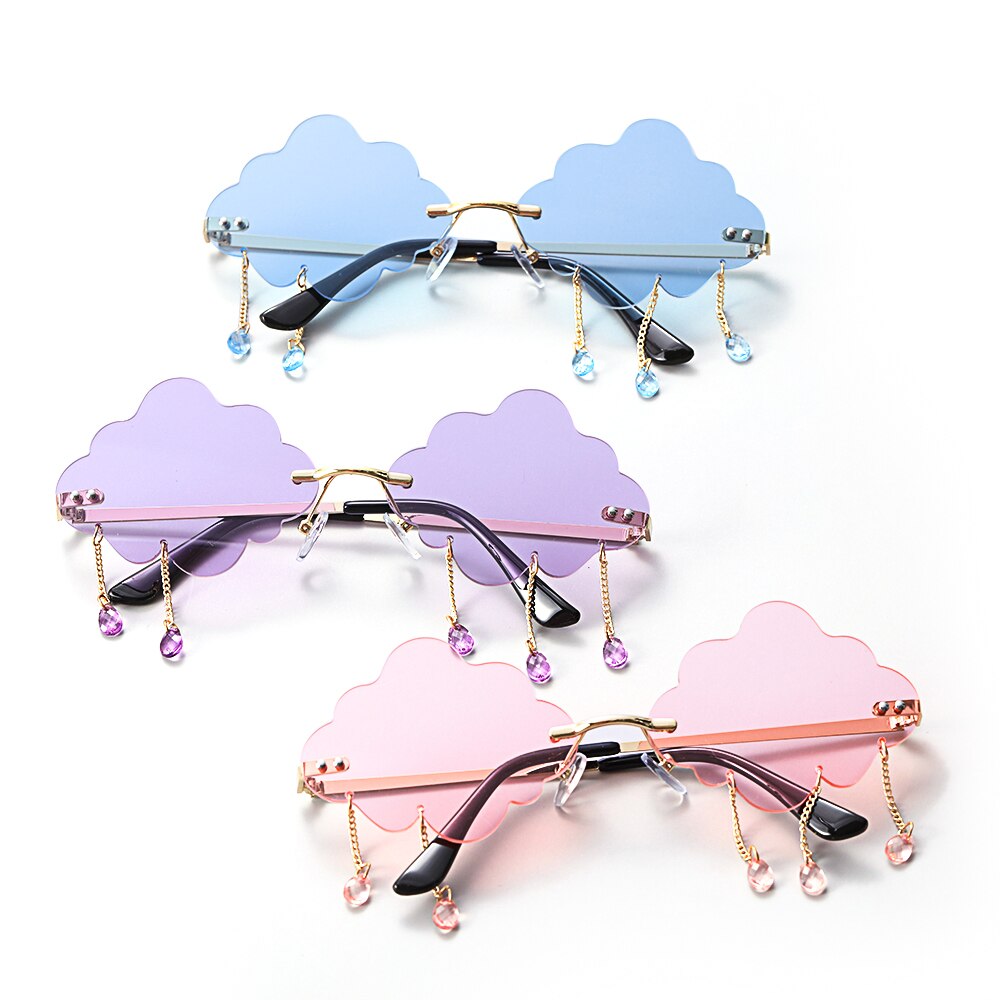 Randloze zonnebril voor dames, vintage wolken, kwastjes, steampunk zonnebril voor heren, frameloze punkbril,  uv400 oculos