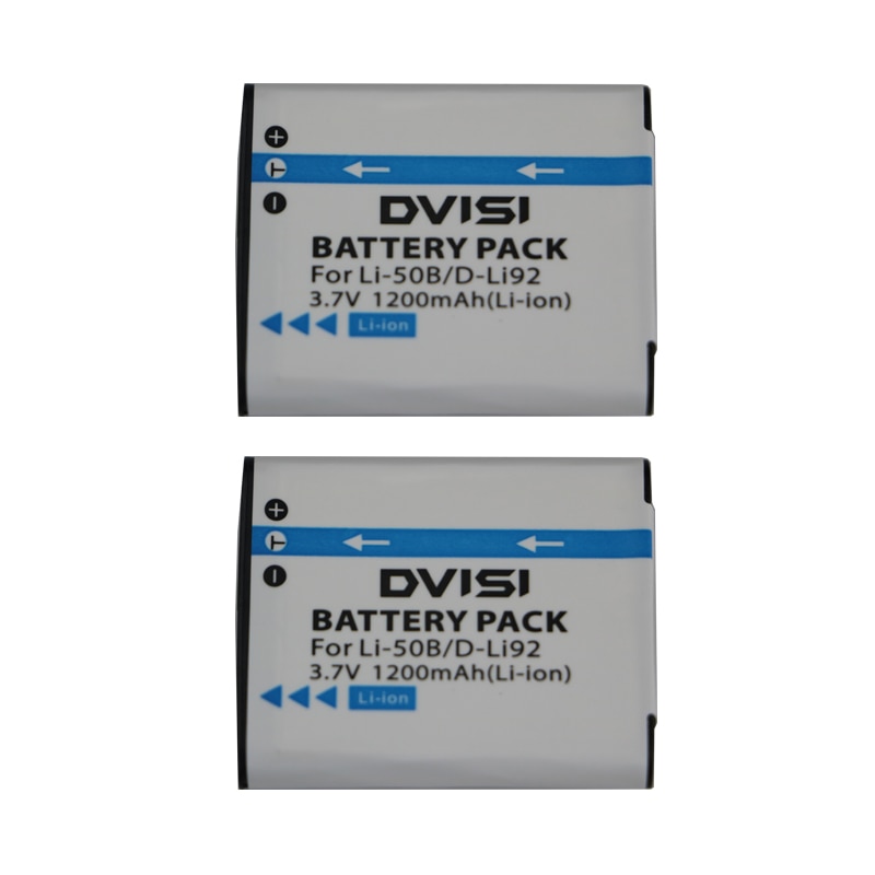 2 Stks/partij DVISI1200mAh LI-50B LI 50B LI50B Camera Batterij voor Olympus LI-50B LI 50B LI50B voor Pentax D-LI92 XZ-1 SP-800UZ SZ-30MR