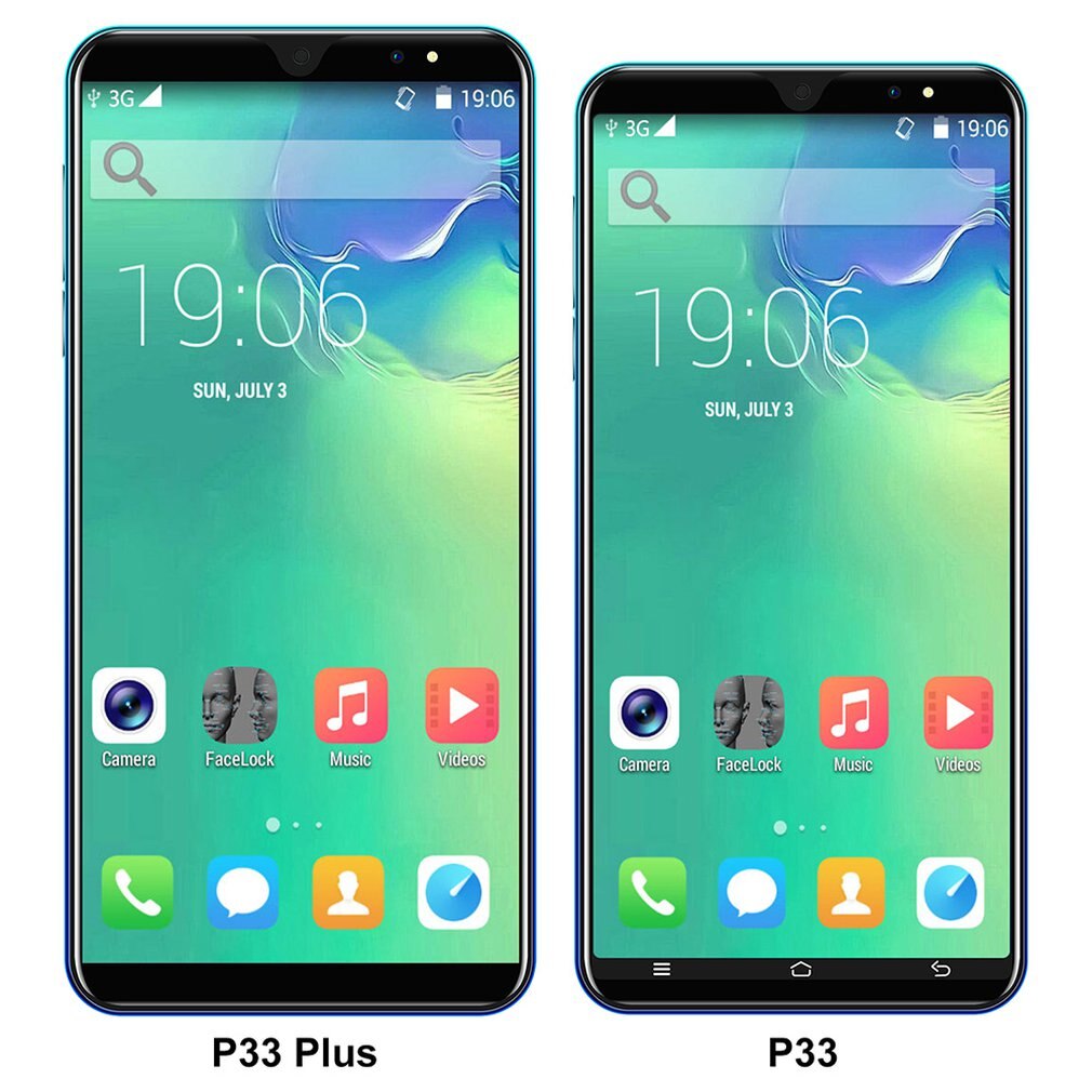 P33 Smart Phone 5 Inch 3G Groot Scherm Mobiele Telefoon 512Mb Ram Hoge Capaciteit Echte Vingerafdruk Gezicht Unlock telefoons