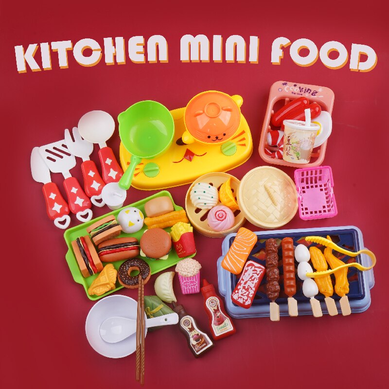 Kid's Kitchen Set Girls Toys Fast Food Pretend Play Cooking Games Miniature Foods Toy Dishes Products For Children