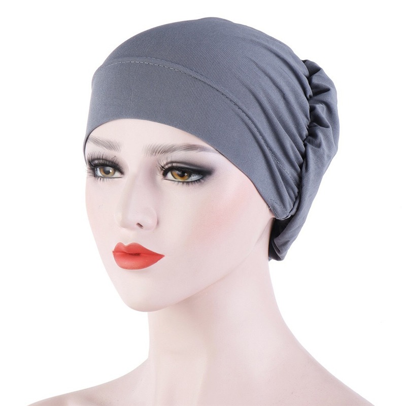 Gorro turbante Vintage francés, Bandana femenina a la , diadema para mujer, gorro para cubrir el cabello, envolturas para la cabeza para mujer, pañuelo musulmán para la cabeza: Hielo gris