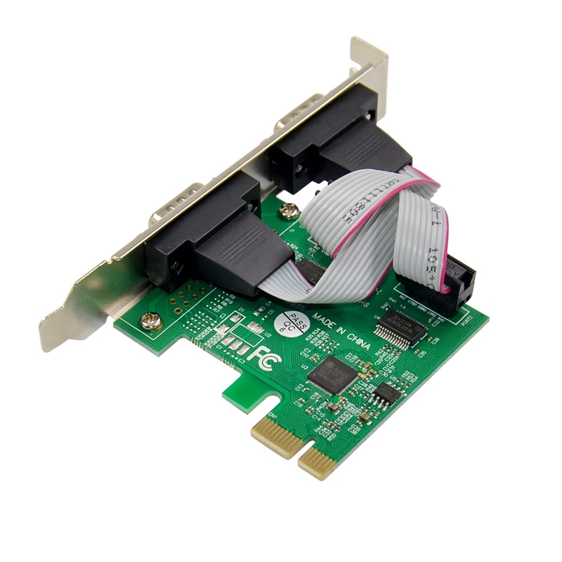PCIE 2S Serial Port Card DB-9 Pin RS-232 Serial Industrial COM Port Expansion Card AX99100 For PC
