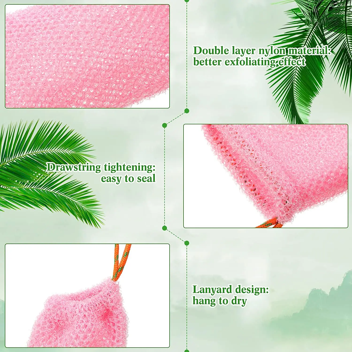 Bolsa protectora de jabón de nailon grueso, barra de bolsa, bolsas de jabón de espuma de burbujas abundantes, bolsas de malla de jabón exfoliantes para ducha, soporte para jabones de bolsillo