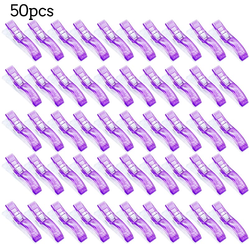 LMDZ 30/50PCS Multicolor Plastic Clips Fabric Clamps Sewing Clips Plastic Clamps Fabric Quilting Craft Sewing Knitting Clips: 50pcs Purple