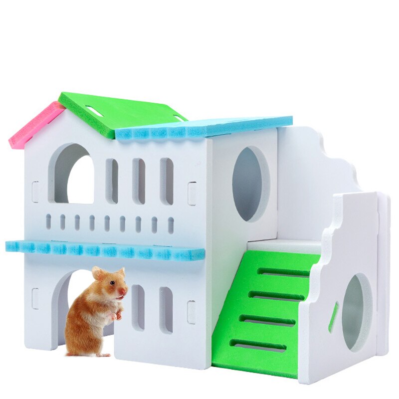 2 lag hamster villa plast luksus bur lille husdyr hus legetøj gemmested hytte legetøj hamster legehus med stige: Default Title