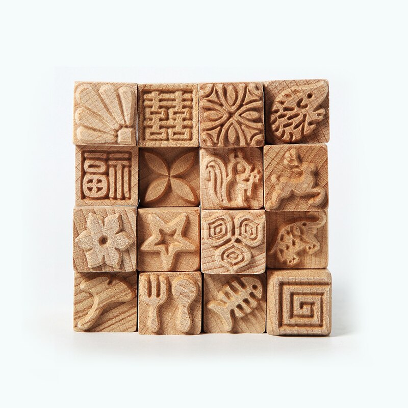 Wooden Stamps Hand Carved For Printing DIY Clay Pottery Printing Blocks Fish Bone / Squirrel / Flower / Deer Clay Tools