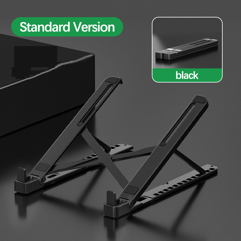 Opvouwbare laptop tafel,Opvouwbare Laptop Stand Met Koelventilator Dsektop Base Ondersteuning Notebook Stand Voor Macbook Draagbare Laptop Houder Cooling Beugel: Standard black