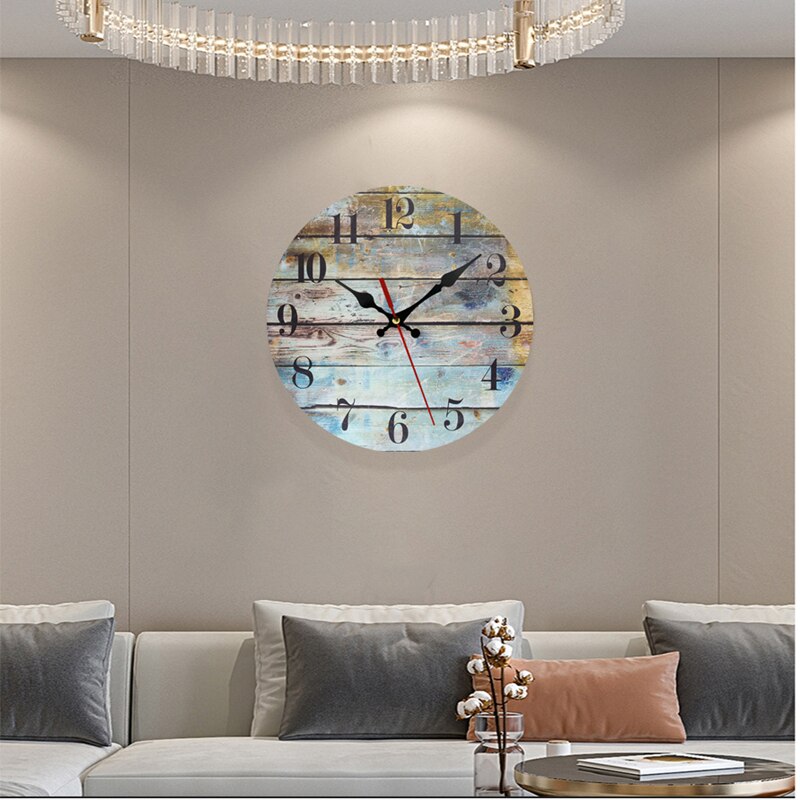 Vintage Wall Clock 25cm Tuscan Style Quartz Wall Clock Retro Roman Numeral Clock Wooden Clock Living Room Wall Decoration