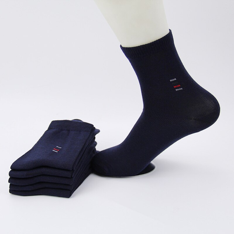 5 par herresokker ensfarvet bomuld klassiske business casual sokker sommer efterår fremragende åndbar herresok meias: 5