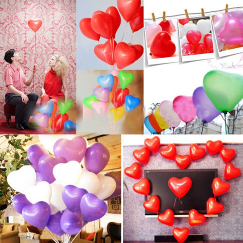 100 Stks/partij Hartvormige Latex Ballonnen Wedding Verjaardag Valentijn Dag Party Ballonsdecoration Leveranciers