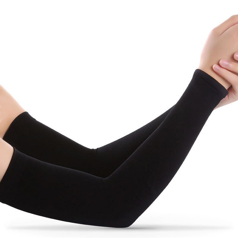 Manchons de bras de sport de Camping, manchons de cyclisme, manchettes de volley-ball, de Baseball, de Golf, Anti-UV, 1 paire: B-fingerless-Black