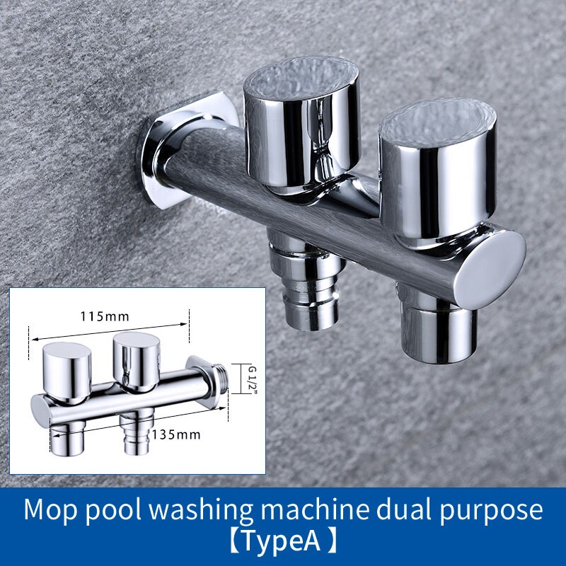 2 Wasser Auslauf Waschmaschine Wasserhahn klopfen doppelt Auslauf Garten draussen Wasser Hahn Verchromt G1/2: Typ A