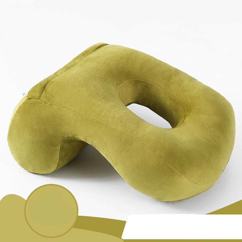 Oreiller de bureau pour la sieste et le cou, avec ajouré, pour le dos et le visage, décoration de la maison: Green A
