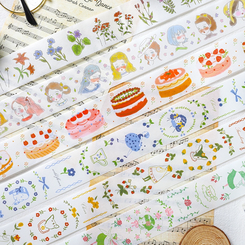 Cintas adhesivas decorativas de dibujos animados, pegatinas de papel para álbum de recortes DIY, 5m, 1 unidad/lote