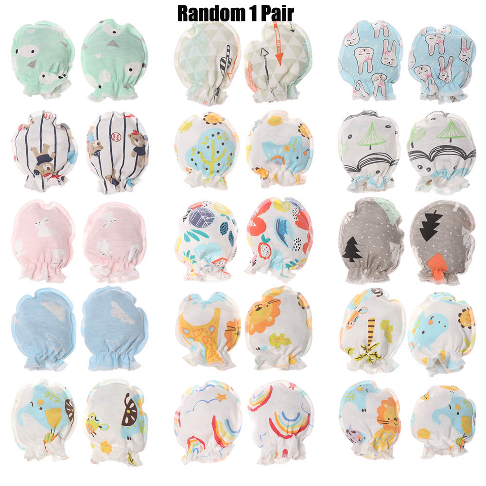 1 par ren bomull baby anti ripe hansker myke komfortable nyfødte hansker beskyttelse ansikt baby votter spedbarn tilbehør: Stil 2- tilfeldig 1 par