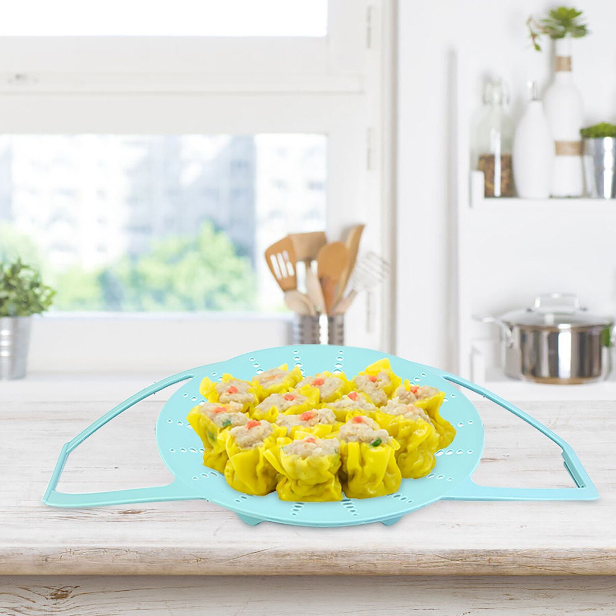 1PC Silicone légumes panier vapeur sans BPA Silicone idéal pour instantané pour la cuisson à la vapeur des aliments et légumes pliant Non-rayé