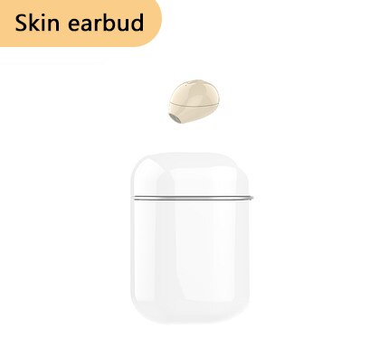 SQRMINI X20 Ultra Mini Wireless Single Earphone Hidden Small Bluetooth 3 hours Music Play Button Control Earbud With Charge Case: Skin Color