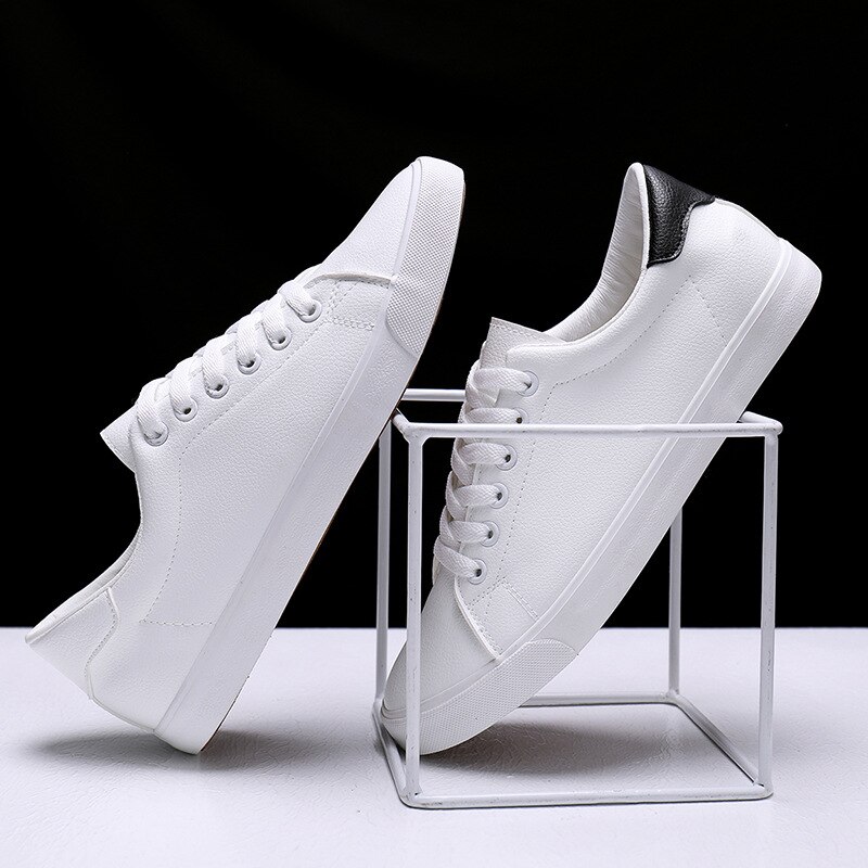 Vita skor herr sneakers mjukt läder herr fritidsskor märke herrskor  n035
