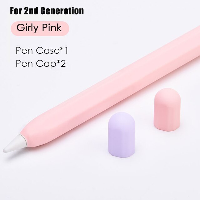 Stylus Cover Silicone Pen Case For Apple Pencil 1 2 Color Matching Stylus Protective Case Non-slip Anti-fall iPad Pen 2 1 Cover: Pencil 2nd Pink