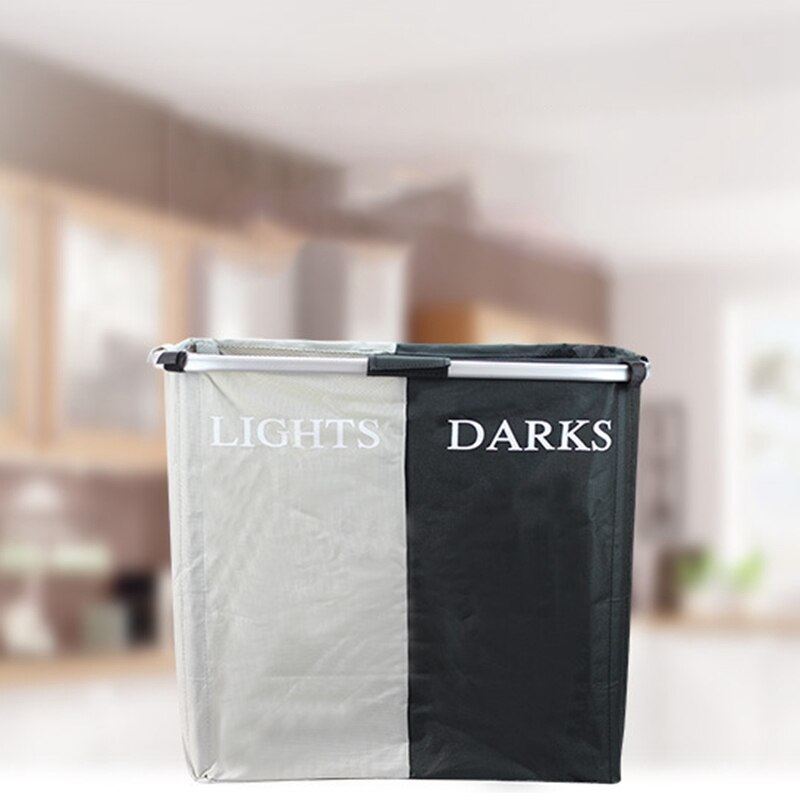 Foldable Laundry Basket, Aluminum Tube, Double Grid, Home Fabric, Clothing Storage, Two-Color Laundry Basket