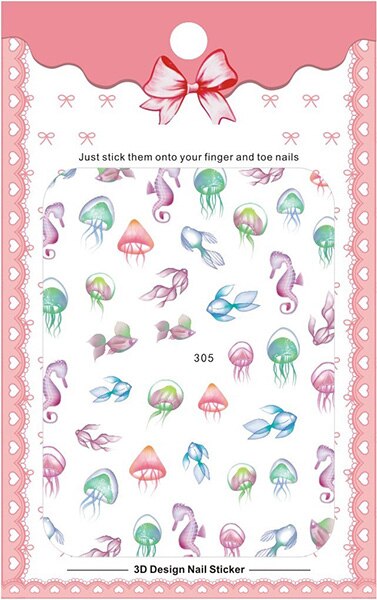 aangekomen Water Decals Nail Art Stickers kleurrijke vlinder bloem Nagels Sticker Decoraties Manicure Z0138: 305